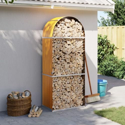 NQJIBUE Item-Log Holder - Soporte para leña, 80 x 45 x 190 cm, acero galvanizado, accesorios para chimenea y estufa de leña, color marrón claro
