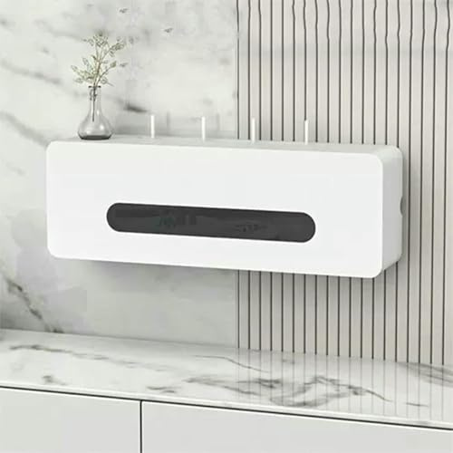LASDERTV Router Shelf, Wall-Mounted Solid Wood Storage Box For Wireless WiFi Router, Cord Management Organizer, Hider Container, Home/Office Accessory