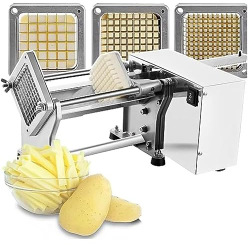 FHSLKXIM Coupe-Frites Électriques Commerciaux, Coupe-Frites Électriques 60 W, Machine De Découpe De Frites De Légumes en Acier Inoxydable, pour Restaurant
