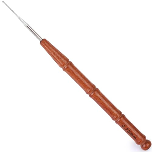 Coopay 0,75mm Häkelnadel, Ergonomische Häkelnadeln Fein mit Holzgriff, Leicht Häkelnadeln für Anfänger, Dünne Häkelnadel, Mini Filethäkelnadeln für Spitze, Klein Größe - 0,75mm
