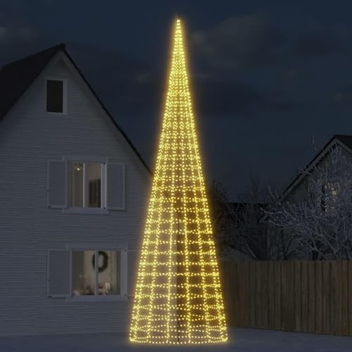 Homgoday LED Weihnachtsbaum für Fahnenmast - 3000 LEDs, Warmweiß, 800 cm Höhe, Innen-/Außenanwendung Model358120