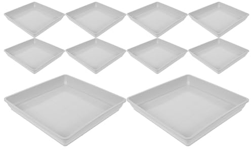 BAZEITFLOW 10 Pièces Plateau Carré Plastique pour Plante Bac de Récupération Eau Anti-Fuite Support Stable pour Pots de Fleurs Intérieur Extérieur Jardin Balcon