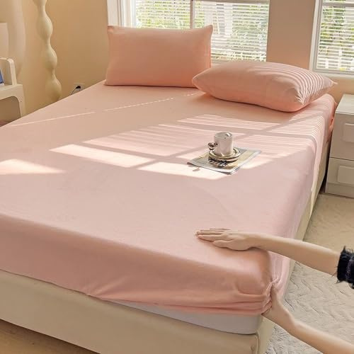 JIANINGHOME bettlaken Plüsch spannbettlaken 180x200,Winter Samt Warm Kuschel Boxspringbett Frottee Bettlaken