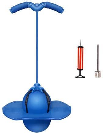 Ball for Adults,Balance Bouncing Ball,Bounce Ball with Handle and Pump,Strong Grip Deck for Outdoor Fun, Sticks, Exercise Balance Ability for Children, Boys & Girls (Blue)