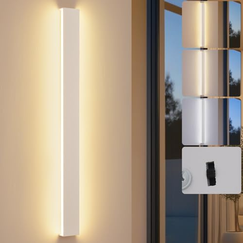 KUKAK LED Wandleuchte Innen,30W Modern Wandlampe Lampe Wand, 96cm Weiß | 3000K/4000K/6000K 3 Farben Wandlampen,Up Down Wohnzimmerlampe,Flurlampe wandleuchten für Schlafzimmer Treppenhaus Flur