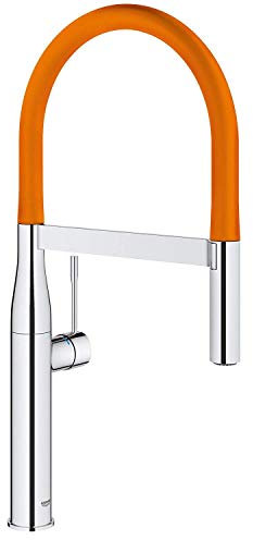 Grohe Essence Küchenarmatur - Einhand-Spültischbatterie, mit herausziehbarer Profibrause & Schlauchauslauf in orange chrom 124974