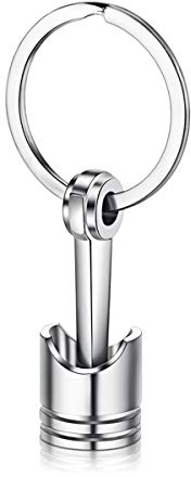 Motor Kolben Schlüsselanhänger Schlüsselanhänger Metall Coole Auto Handtasche Tasche Anhänger Dekoration kreative Party Favor (Silber)