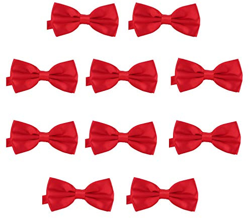 10-pack DonDon herrfluga 12 x 6 cm färdigknuten och längdjusterbar körsbärsröd
