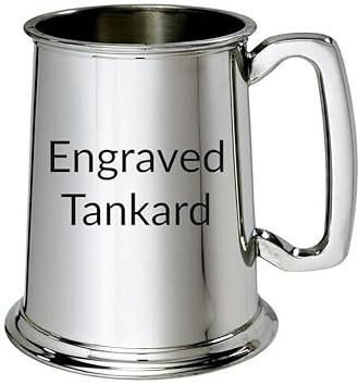 1 Pint Pewter Tankard with Glass Base – Classic British Beer Mug with Clear Glass Bottom – Personalised Engraving Available (Customised)
