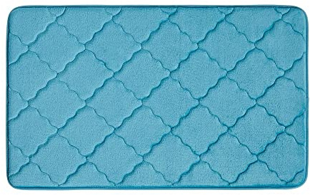 PANA® Memoryschaum Badematte mit Flanell Bezug (50 x 80 cm) • Weicher Badteppich • Waschbare Weichschaummatte für Bad und Dusche • Duschvorleger für Badezimmer • Farbe: Petrol