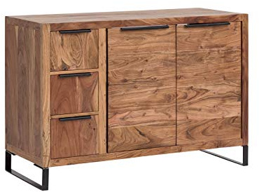 Woodkings Sydney Waschtisch, 105x74x45 cm, Massivholz Akazie Hell | Doppelwaschtisch, 2-türiger Bad Unterschrank, mit Schubkästen, für Badezimmer