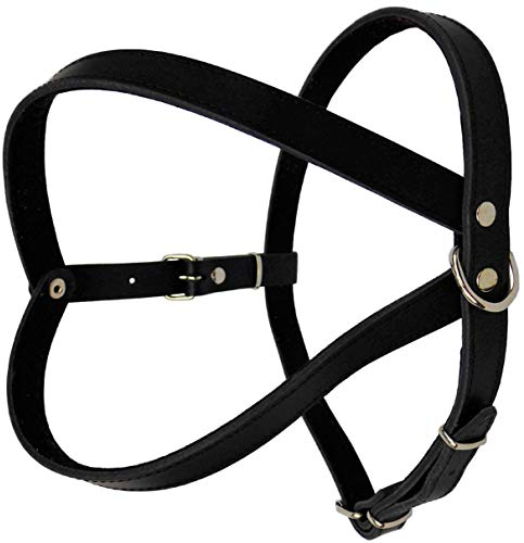 Geschirr Hundegeschirr, Brustkorb 64-73cm, 69-78cm, 78-87cm Echt Leder SCHWARZ NEU (Brustkorb 69-78cm/83cm)