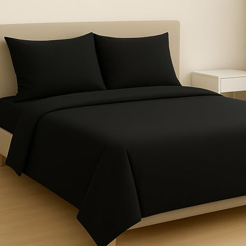 MAXIME MAISON - Parure de Lit 180x200 en Coton, Ensemble de Draps 4 Pièces (1 Drap Housse 180x200, 1 Drap Plat 240x285, 2 Taie d'oreiller 52x82) Draps de Lit 2 Personnes Rafraichissant Made in Italy