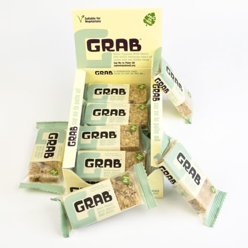 Grab Energy Fruits & Seeds Butter Flapjacks 12x65g, Oaty Cereal Bars, Good Energy, Natural Ingredients, No Preservatives, No Palm Oil, Vegetarian