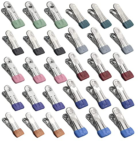 XINMEIWEN 50Pack 10Farben Metall farbige Wäscheklammern Edelstahl Klammern Utility Wäscheklammern für hängende Kleidung Handtücher oder Dichtung Lebensmittel Taschen