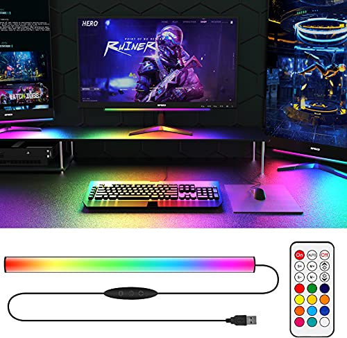 WILLED Under Monitor Light Bar, RGBIC Dreamcolor Ambient Gaming Lights, Ambiance Backlights with Remote Controller, 5V USB Powered, for Gaming, PC Setup,Black