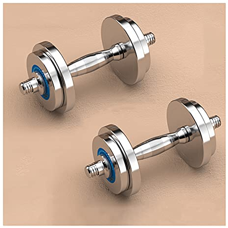 GEREP Massiver Stahl Verstellbare Hantel Set, Gewichte, Einzelne Hanteln, verstellbares Gewicht, Übung Fitness Hanteln für Home Gym Workout/Silber / 2×5kg