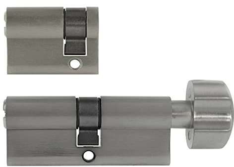 2er gleichschließend 1x Knaufzylinder 40/40 mm + 1x Halbzylinder 30/10 mm (Schließbart verstellbar) +5 Schlüssel
