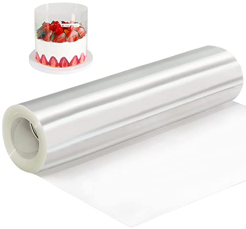 YQL Thickened Acetate Cake Collars 25cm x 10m, Large Acetate Sheets | 10inch X 394inch Transparent Acetate Roll for Large Cakes Chocolate Mousse Cake Decorating Crafting