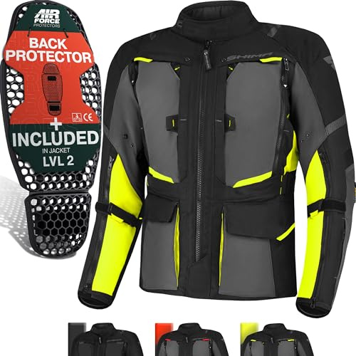 SHIMA HERO 2.0 motorcykeljacka för män alla årstider äventyr Cordura herr touring jacka med vattentätt membran uppvärmningslager CE-skyddsdynor bredd justering (Fluo, S)