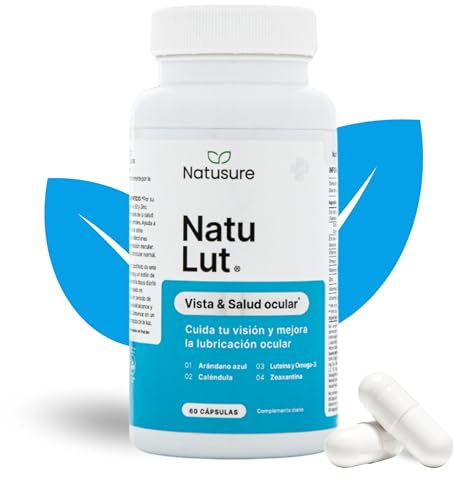 NATUSURE Natulut 60 Cápsulas – Suplemento para la Vista con Luteína, Zeaxantina, Omega 3 (EPA y DHA), Arándano Azul, Zinc y Vitaminas C, E, B2 y A – Soporte para Fatiga Visual y Salud Ocular