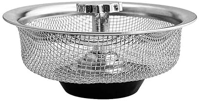 INF Abflusssieb mit Griff Edelstahl Silber, 83 mm Waschbecken Sieb Ablauf, Ideal für Küche Netto Senke