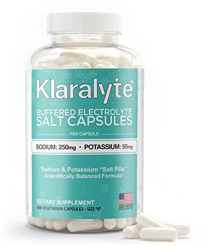Klaralyte Buffered Electrolyte Salt Capsules, 300 Capsules Value Size, Sodium & Potassium Dietary Supplement