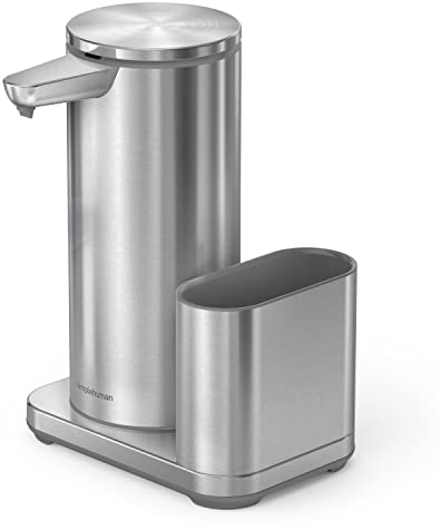 Simplehuman wiederaufladbarer Sensorspender für Flüssigseifen aus Edelstahl mit Caddy, 414ml, ST1077