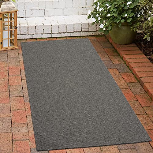 CARPETIA In- & Outdoor Teppich Sisal-Optik Anthrazit Farbecht 80x150 cm | Pflegeleicht, farbecht, schmutzabweisend und strapazierfähig, OEKO-TEX geprüft, für Fußbodenheizung, Balkon & Terrasse