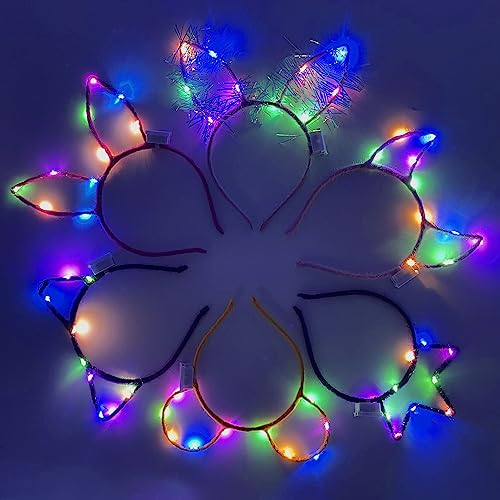 6 Pcs Haarreifen Blinkend,LED Haarreif Party,Leuchtende Stirnband,Stirnband Leuchtend für Mädchen,Festival Beleuchtete Stirnbänder für Weihnachten Halloween Fasching Party Hochzeit Dekor