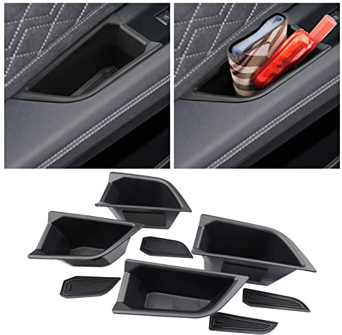 CDEFG Compatible with Audi Q4 Etron 2021-2024 2025 Car Storage Box, Q4 e-tron Door Side Organiser Tray Phone Container Insert Door Handle Pocket Q4 Sportback e-tron 2025 Accessories (4 PCS)