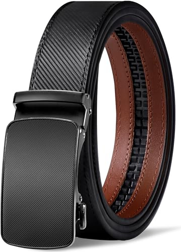 GSG SINCE 1998 Herren Gürtel 35mm ohne Löcher Ledergürtel Automatik Ratsche Gürtel Ideal für Anzug und Geschäftskleidung M23043-48