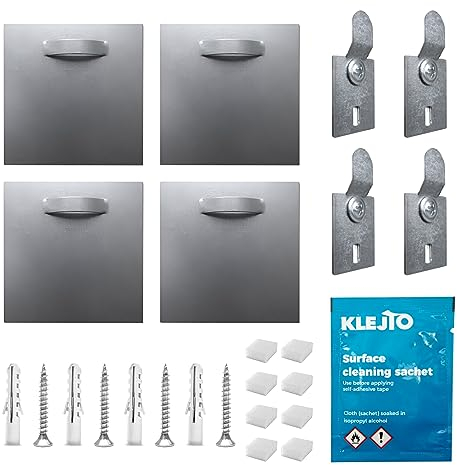 Estika Selbstklebend Aufhänger für Spiegel, Acrylglasbilder, Alu Dibond, Bilder - 4er Set - Extra starke Bilderhaken - Spiegelhalterung wand, Bildaufhänger