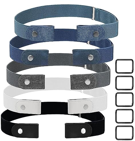 Elastiskt Bälte Utan Spänne, 5pcs Bälten Utan Spänne Elastiskt för Kvinnor Eller Män, Välgjort, Superelastiskt, Starkt, Slitstarkt, Spännlöst Bälte för Jeans, Byxor, Klänning