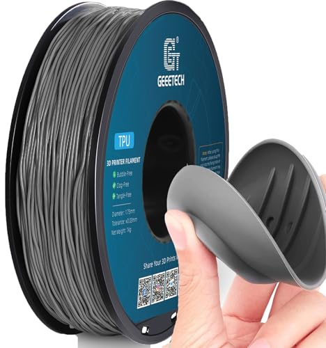 GEEETECH TPU Filament 1,75 mm +/- 0,02 mm für 3D Drucker, 1KG 1 Spool Grau