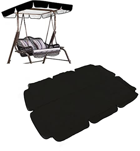 Tissting Sonnendach für Hollywoodschaukel 3 Sitzer, 164 x 114 x 15 cm 420D Silberbeschichtetes Oxford Gewebe wasserdichte Gartenschaukel Bezug Dachplane Sonnenschutz Ersatzdach, Schwarz