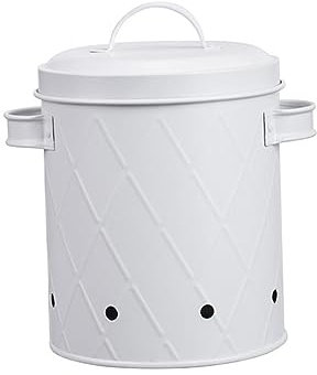 MagiDeal Pot à Pommes de Terre, Oignons et Ail, Boîte en Métal Respirant, Boîte de Rangement pour Légumes, Seau Alimentaire pour Pique-Nique, Activités de, Blanc Style B