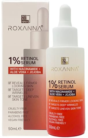 Roxanna 1% Retinol Serum for Face 50ml, High Strength with Niacinamide, Hyaluronic Acid - Anti Ageing Facial for Moisturizing, Fine Line and Deep Wrinkles, Repair, Firmer Looking, Uneven Skin