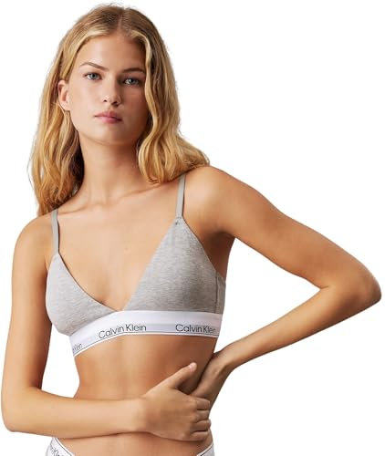 Calvin Klein Damen BH Bralette Triangle herausnehmbare Polster, Grau (Grey Heather), S