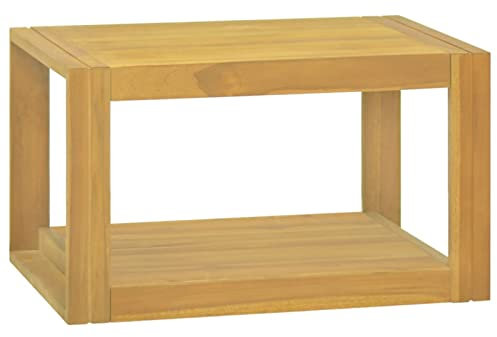 Gecheer Wand-Badschrank Toilettenschrank Badezimmerregal Badezimmerschrank Aufbewahrungsschrank Unterstellschrank Badmöbel 60 x 45 x 35 cm (B x T x H) Teak-Massivholz mit natürlichem Finish