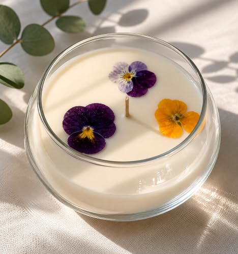 Clachaig Candles Handpoured Parma Violet Scented Bowl Candle, White | 100% Organic