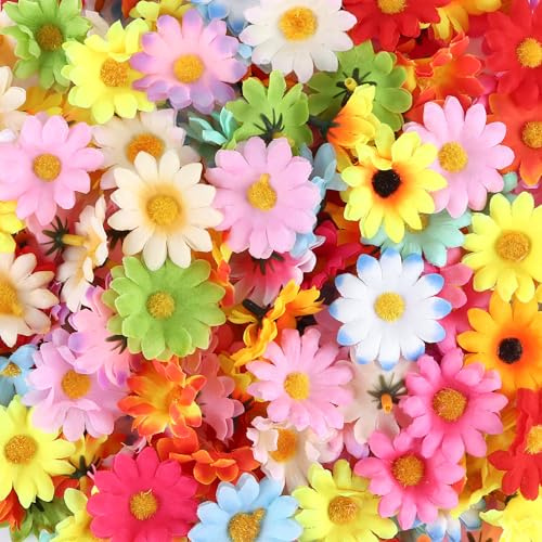 200 Stücke Künstlicher Blumenkopf,Blumen Daisy Blütenköpfe Seidenblumen 4cm | Dekoblüten Kunstblumen für DIY Basteln Hochzeit Party Heimdekoration