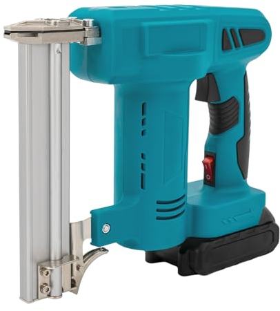 21V Akku Tacker Nagelpistole, Nagler Elektrotacker mit Akku, Schnellladegerät, Magazinkapazität 100 Stück, 80 Schuss/min, Einzel-/Serienschuss (Blau)