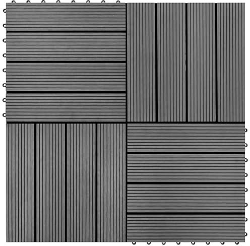 Swpsd 22 pcs Decking Tiles Decking Boards Flooring Deck for Patios, Balcony, Bathrooms, or Pool or Spa Area 30x30 cm 2 sqm WPC Teak Colour Option3
