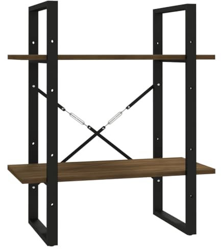 Bücherregal mit Stauraum, 2 Ebenen Standregal, Multifunktional Regal, Aufbewahrungsregal, Wohnzimmerregal, Braun Eiche-Optik 60x30x70cm Holzwerkstoff