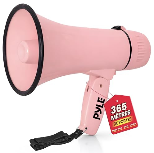 Pyle Megaphon mit Sirene & Mikrofon, Signalhorn 20 Watt mit Lautsprecher, Schultergurt, Aufnahmefunktion & Aux-Anschluss, Mini Megafon Kinder & Erwachsene, Robustes Tröte Faltbar für Indoor & Outdoor