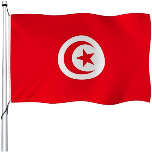 Aoihrraan Tunisie Drapeau Tunisien 90x150cm Double Face Drapeau Tunisien Bannière De Célébration En Plein Air Jardin Familial Porche Décoration De Fête Drapeau Avec 2 Oeillets Solides
