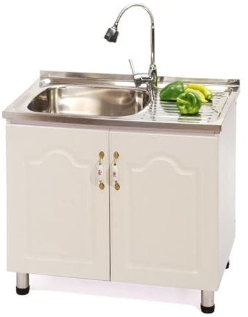 Lavandino In Acciaio Inossidabile Lavello Cucina Con Mobile Lavandino Utility Lavanderia Lavandino Da Esterno A Libera Installazione Con Rubinetto Per Esterno Interno,Giardino,Garage(L 80x50x75cm/31.4