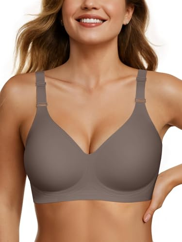 OEAK Reggiseno Senza Cuciture Reggiseni Senza Ferretto per Donne Reggiseno Push Up Wireless Supporto Scollo a V Copertura Completa Comfort Sonno Maglietta Bralette Sonno Morbido Reggiseni per Tutti i