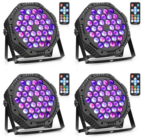 LED Par Strahler RGB Scheinwerfer Discolicht Partylicht für Stage DJ Disco Party Hochzeit Halloween Weihnachten, 4er Set